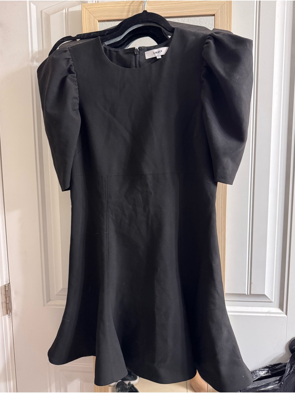 Likely Black Puff-Sleeve A-Line Tunic